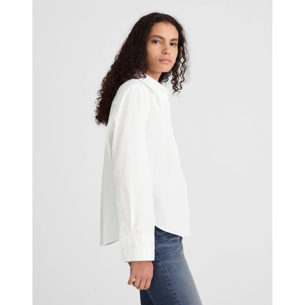 Madewell The Signature Y-Neck Shirt Poplin White Button Down Womens XL NX631 - Picture 2 of 11